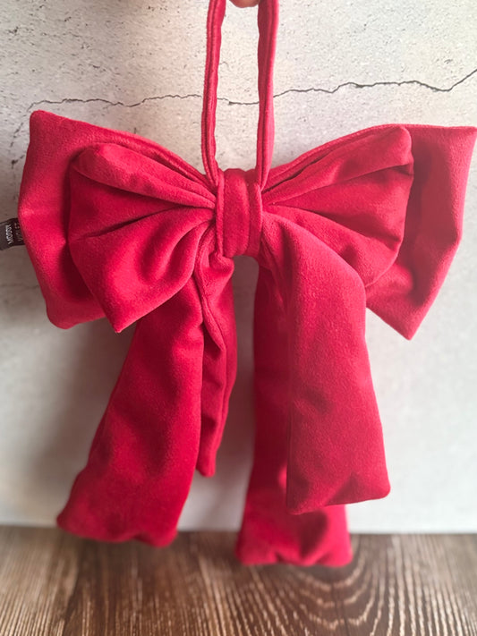 Decorative Brushed Velvet Bow - Valentine Red